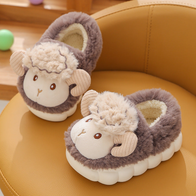 Cartoon Cotton Slippers – Fluffy Indoor Kids Shoes Haielin