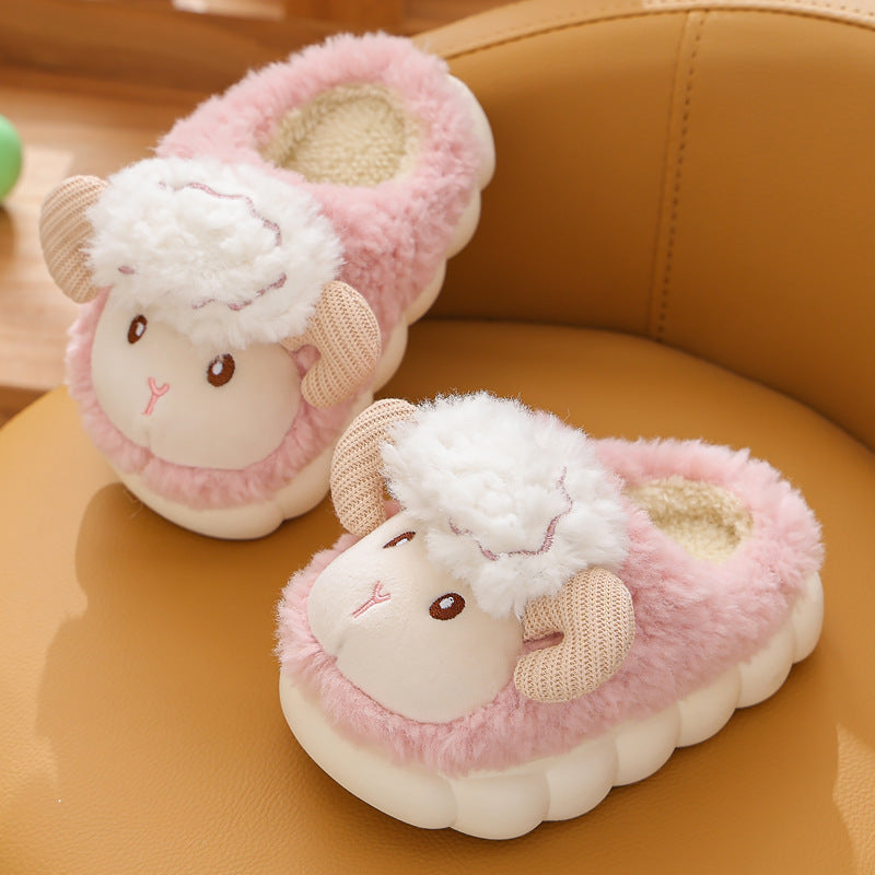 Cartoon Cotton Slippers – Fluffy Indoor Kids Shoes Haielin