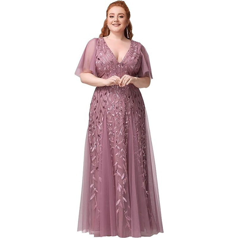 Women's Plus Size Bridesmaid Dress – Sequined Fishtail Gown Haielin