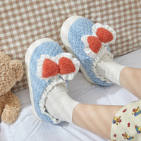 Bow Cotton Slippers – Cute Plush Indoor Shoes Haielin
