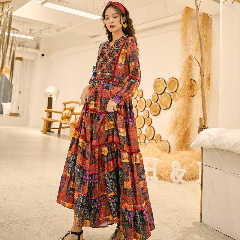Women’s Printed High-Waisted V-Neck Skirt-Chic Casual Look Haielin