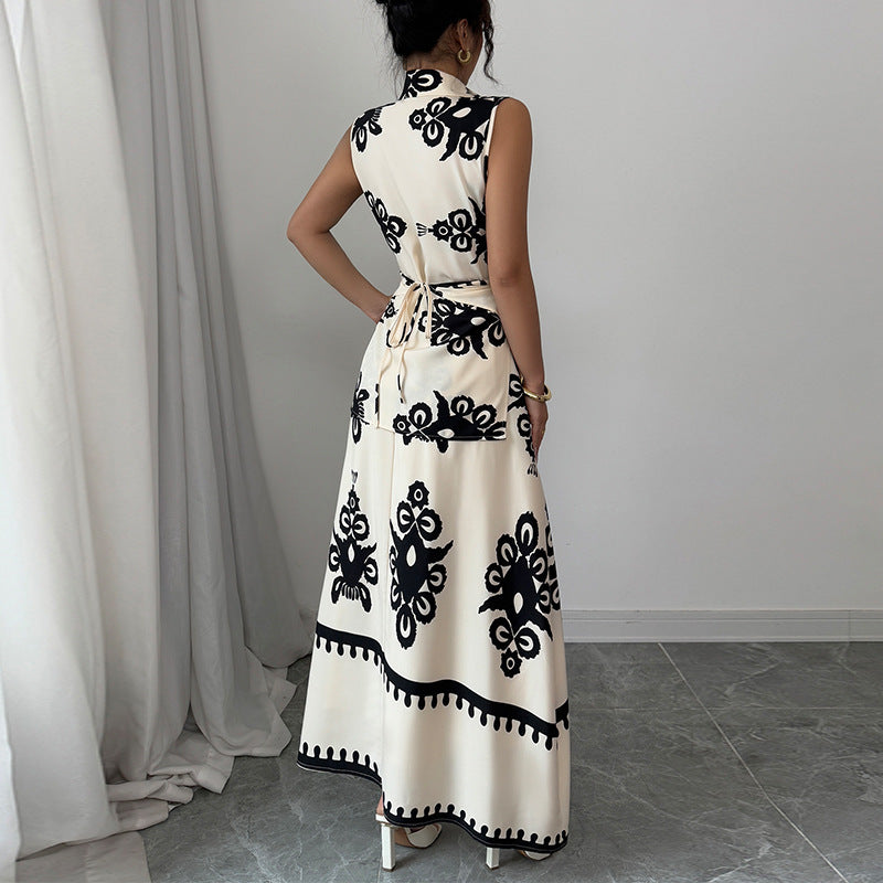 Women’s Sleeveless Blouse Lace-Up Skirt | Elegant Summer Look Haielin