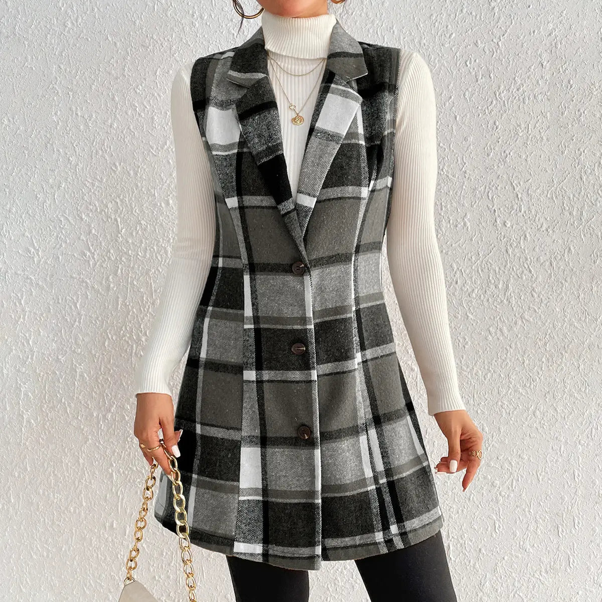 Fall Winter Women’s Sleeveless Dress – Chic Printed Style Haielin