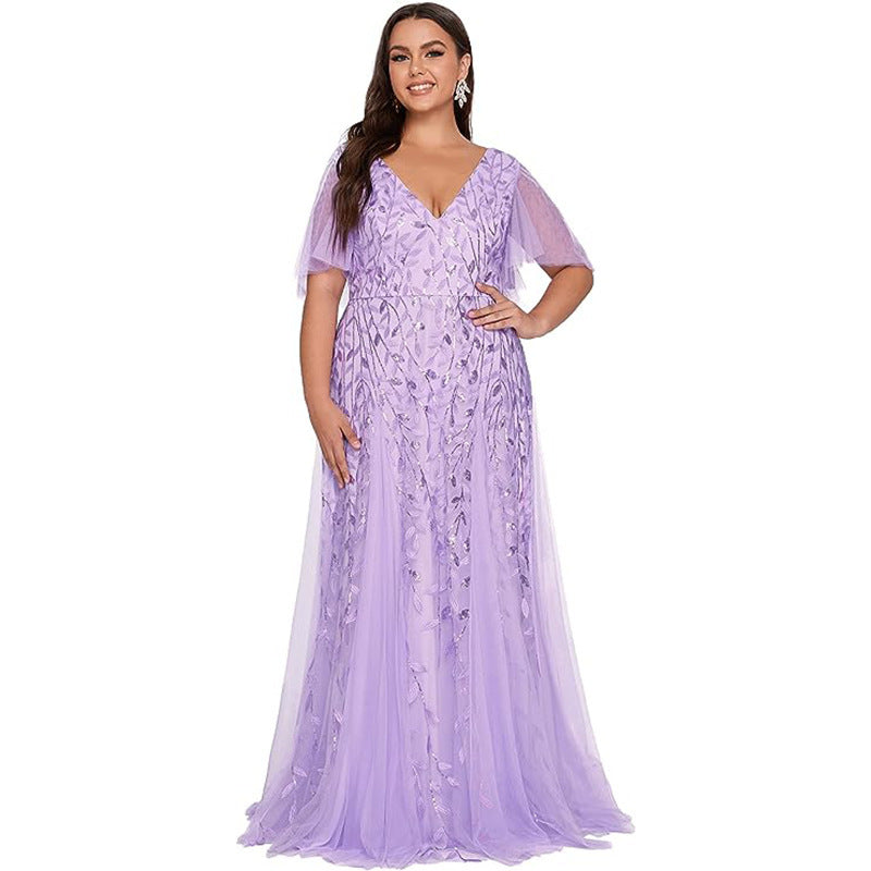 Women's Plus Size Bridesmaid Dress – Sequined Fishtail Gown Haielin