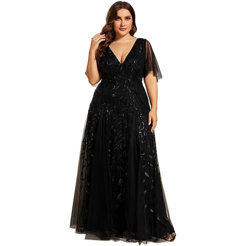 Women's Plus Size Bridesmaid Dress – Sequined Fishtail Gown Haielin