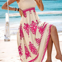 Holiday Printed Mid-Length Dress – Elegant Front Cross Haielin