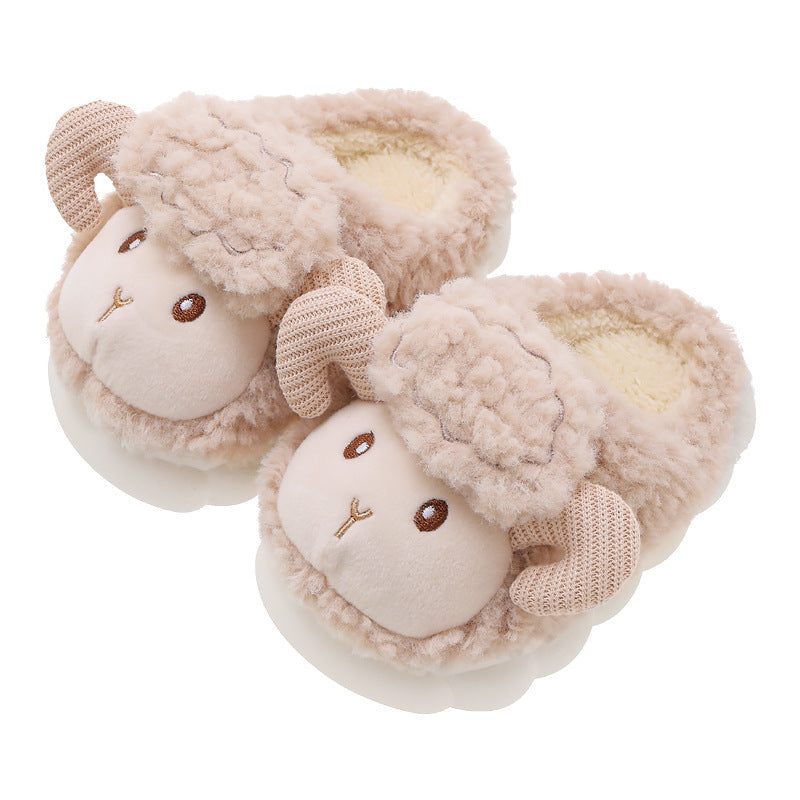 Cartoon Cotton Slippers – Fluffy Indoor Kids Shoes Haielin