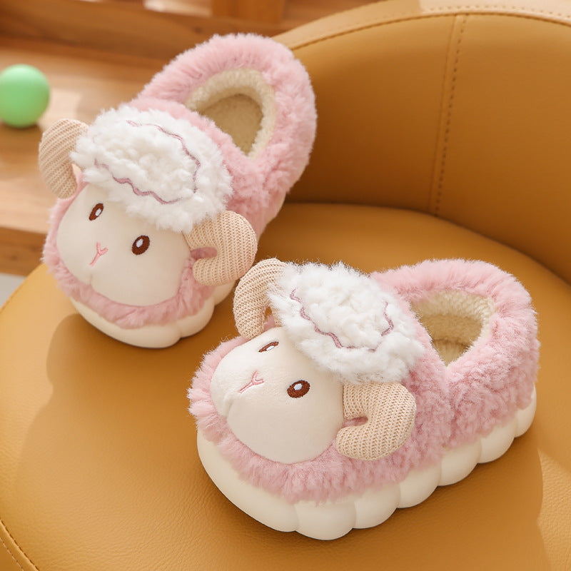 Cartoon Cotton Slippers – Fluffy Indoor Kids Shoes Haielin