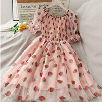 Super Fairy Strawberry Print Mesh Skirt for Women Haielin