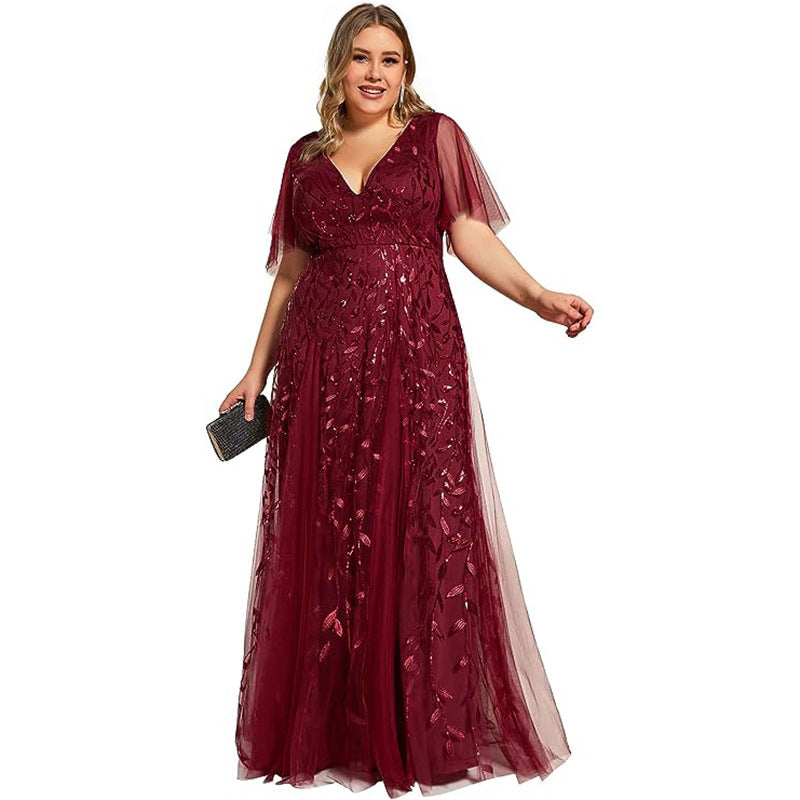 Women's Plus Size Bridesmaid Dress – Sequined Fishtail Gown Haielin
