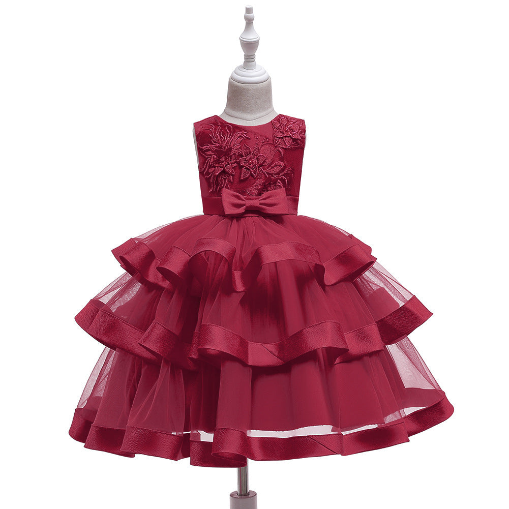 Girls Sleeveless Princess Dress – Mesh Cake Style Haielin
