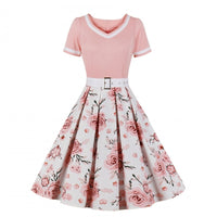 French Vintage V-Neck Hepburn Swing Dress Haielin
