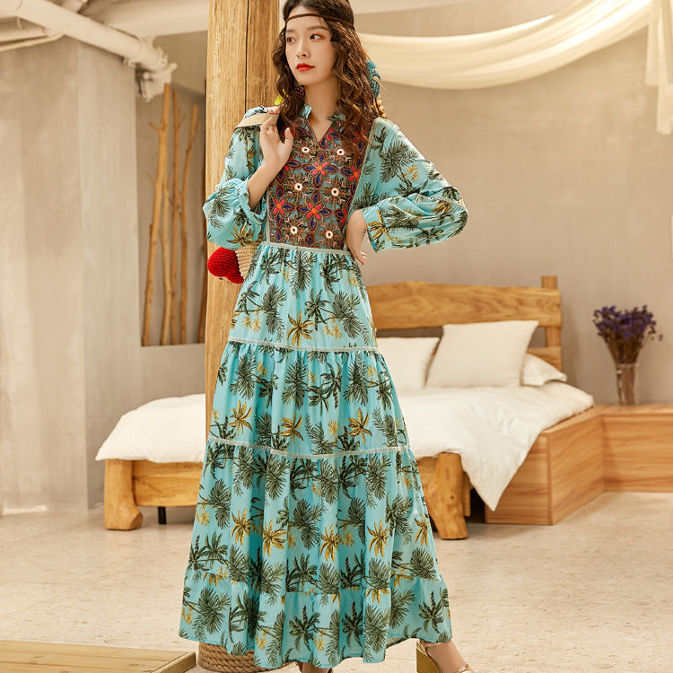 Women’s Printed High-Waisted V-Neck Skirt-Chic Casual Look Haielin