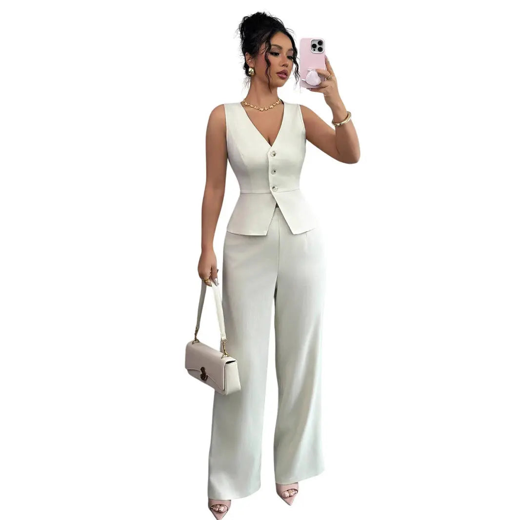 Solid Color Sleeveless Two Piece Set – Chic Casual Fit Haielin