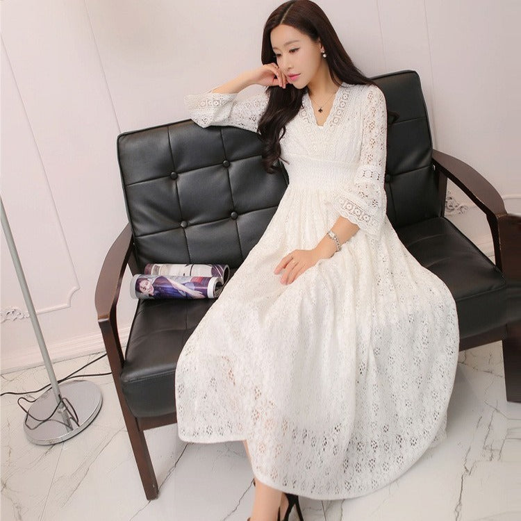 Lace V-Neck Dress – Elegant Fairy Style Summer Outfit Haielin