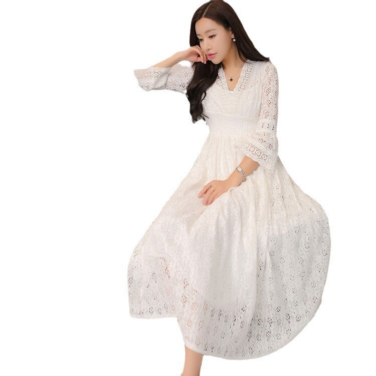 Lace V-Neck Dress – Elegant Fairy Style Summer Outfit Haielin