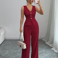 Solid Color Sleeveless Two Piece Set – Chic Casual Fit Haielin