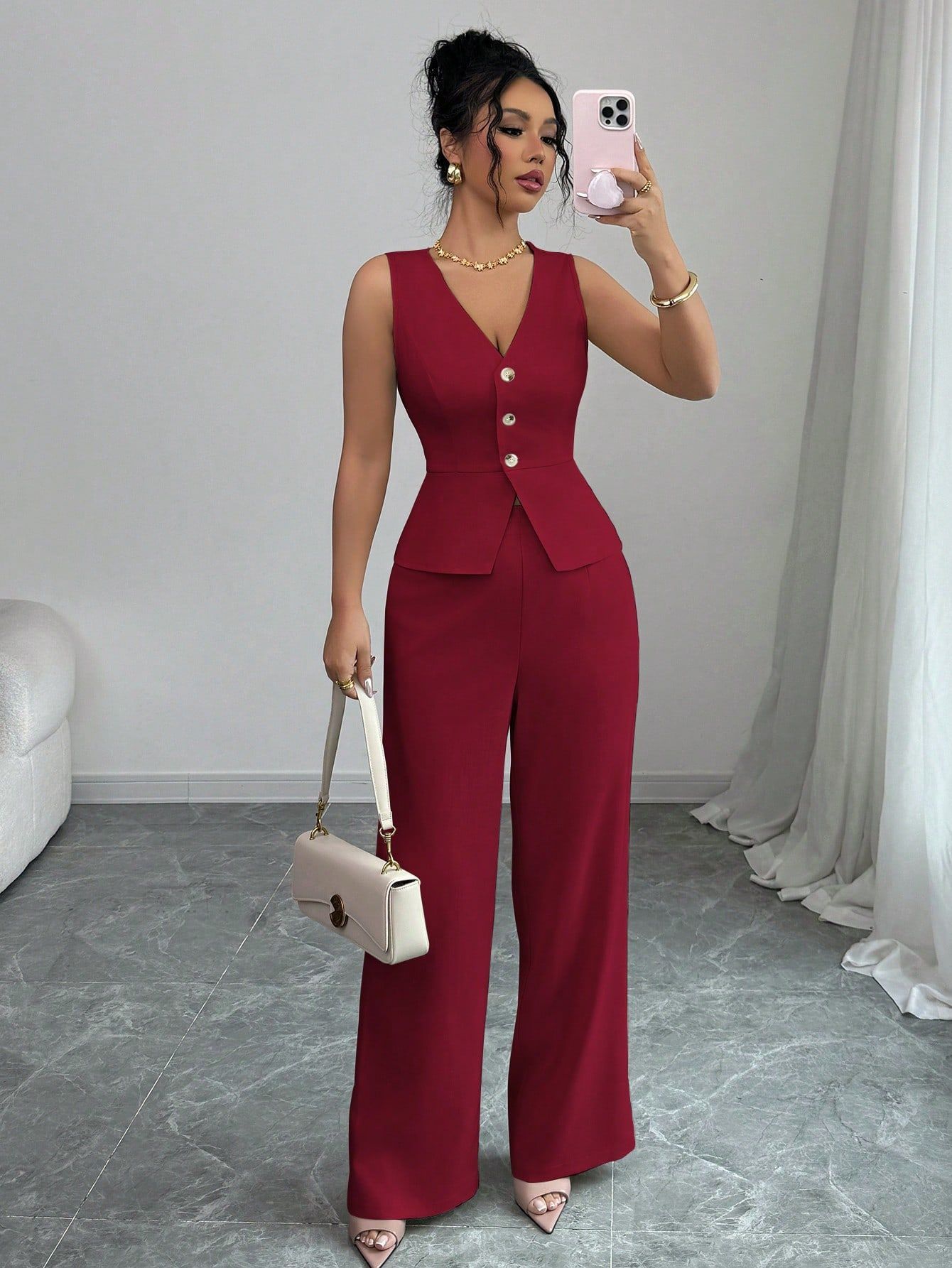 Solid Color Sleeveless Two Piece Set – Chic Casual Fit Haielin