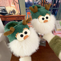 Christmas Deer Cotton Slippers – Indoor Winter Shoes Haielin