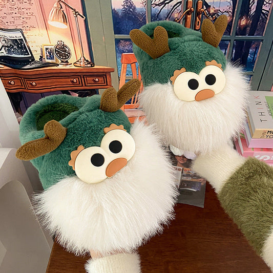 Christmas Deer Cotton Slippers – Indoor Winter Shoes Haielin