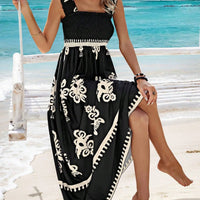 Holiday Printed Mid-Length Dress – Elegant Front Cross Haielin