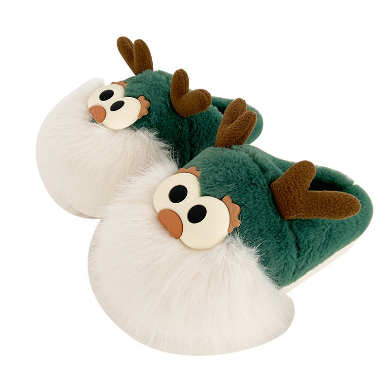 Christmas Deer Cotton Slippers – Indoor Winter Shoes Haielin