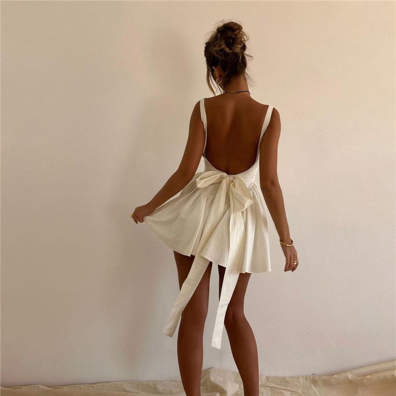Backless Evening Dress – Elegant Lace-Up Bow Design Haielin