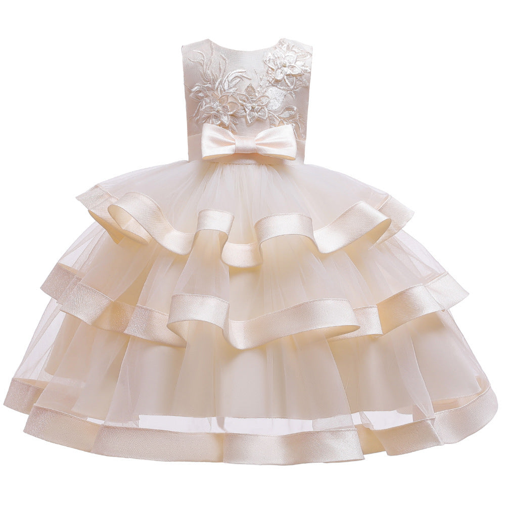 Girls Sleeveless Princess Dress – Mesh Cake Style Haielin