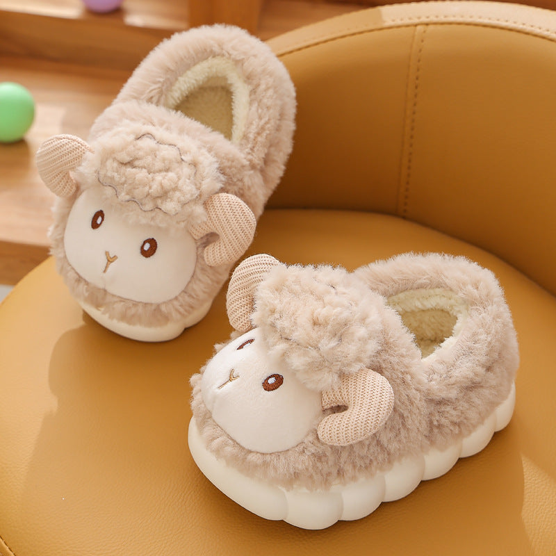 Cartoon Cotton Slippers – Fluffy Indoor Kids Shoes Haielin