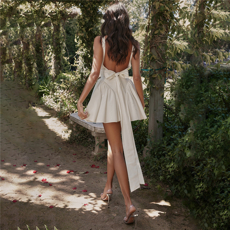 Backless Evening Dress – Elegant Lace-Up Bow Design Haielin