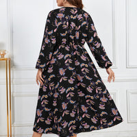 Printed Loose Floral Dress-High Waist Slimming Long Sleeve Haielin