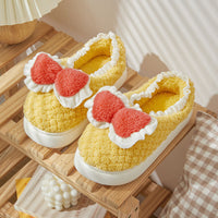 Bow Cotton Slippers – Cute Plush Indoor Shoes Haielin