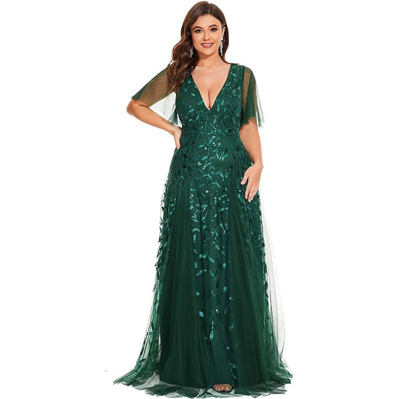 Women's Plus Size Bridesmaid Dress – Sequined Fishtail Gown Haielin