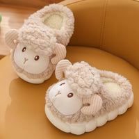 Cartoon Cotton Slippers – Fluffy Indoor Kids Shoes Haielin