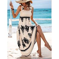 Holiday Printed Mid-Length Dress – Elegant Front Cross Haielin