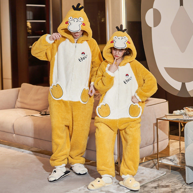 Couple Pajamas Dinosaur One-Piece Winter Homewear Set Haielin