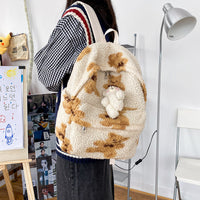Girls Backpack Korean Plush Bag – Cute Fashion Style Haielin
