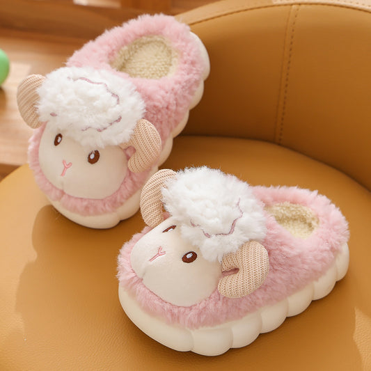 “Cartoon cotton slippers kids pink”
