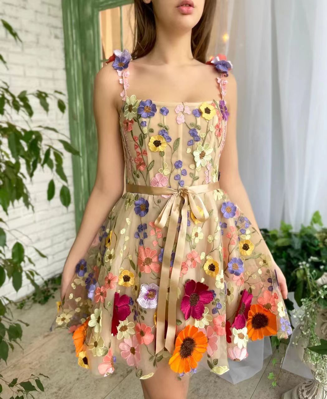 Embroidery Lace Dress – Sweet Floral A-Line Summer Dress Haielin