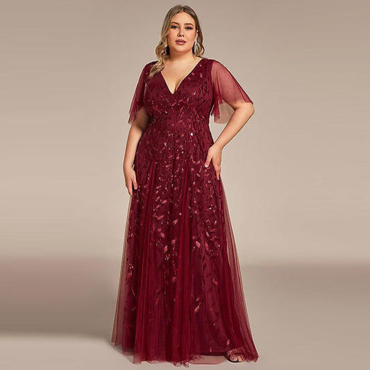 Women's Plus Size Bridesmaid Dress – Sequined Fishtail Gown Haielin
