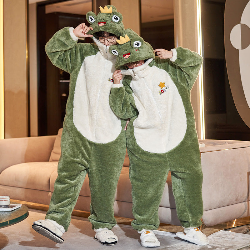 Couple Pajamas Dinosaur One-Piece Winter Homewear Set Haielin