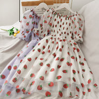 “Super Fairy Strawberry Mesh Skirt Sequined”