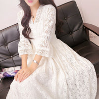 Lace V-Neck Dress – Elegant Fairy Style Summer Outfit Haielin