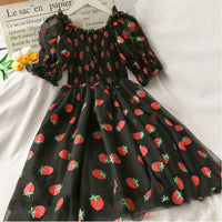 Super Fairy Strawberry Print Mesh Skirt for Women Haielin