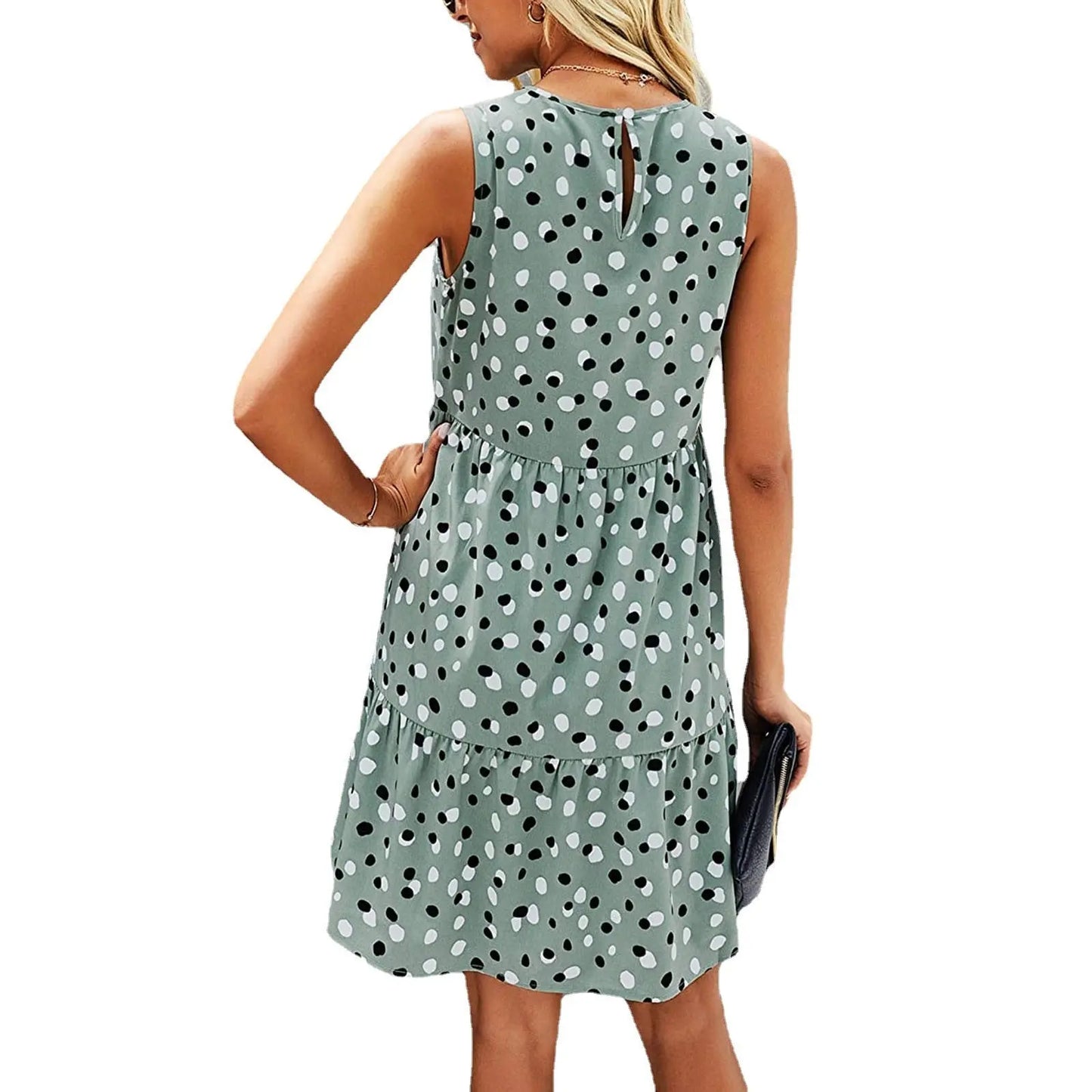 Women Summer Dot Print Sleeveless Dress – Casual Sundress Haielin