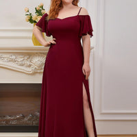 Plus Size Bridesmaid Dress-Cold Shoulder Side Haielin