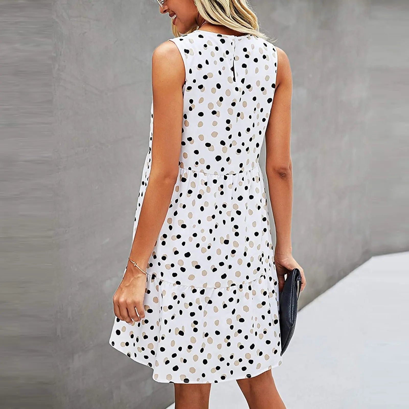 Women Summer Dot Print Sleeveless Dress – Casual Sundress Haielin