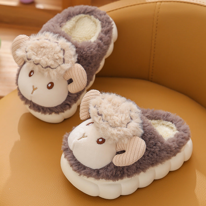 Cartoon Cotton Slippers – Fluffy Indoor Kids Shoes Haielin