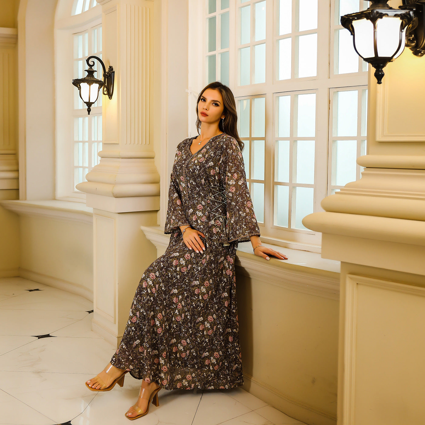 European & American Robe Gown-Elegant Long Sleeve Dress Haielin