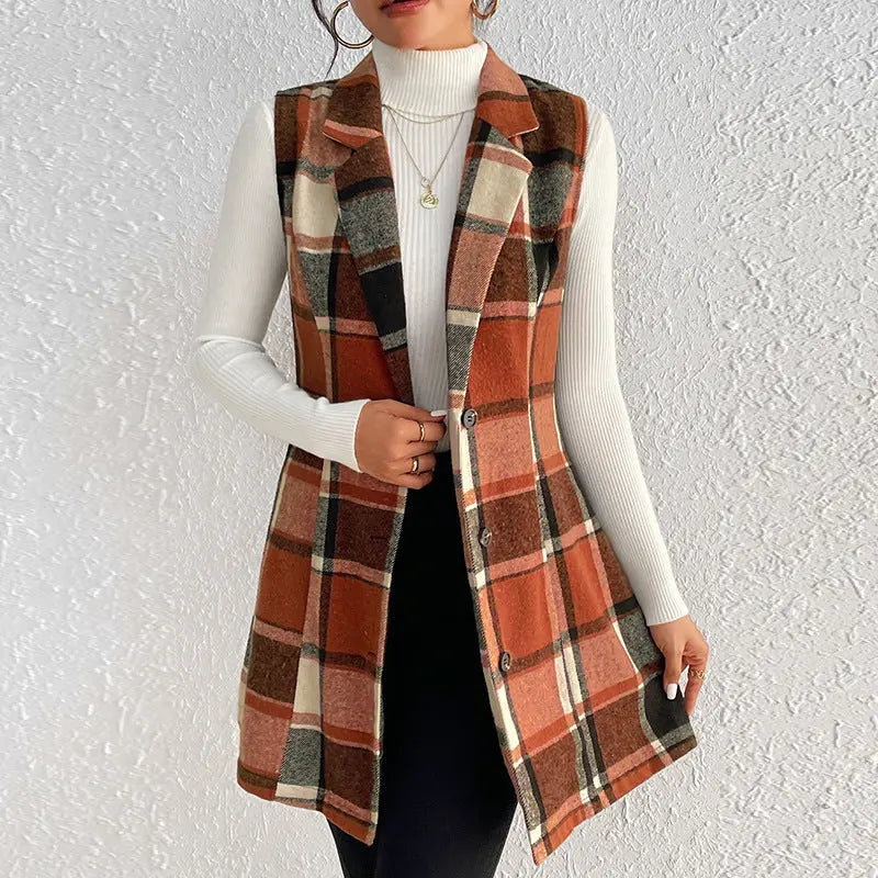 Fall Winter Women’s Sleeveless Dress – Chic Printed Style Haielin